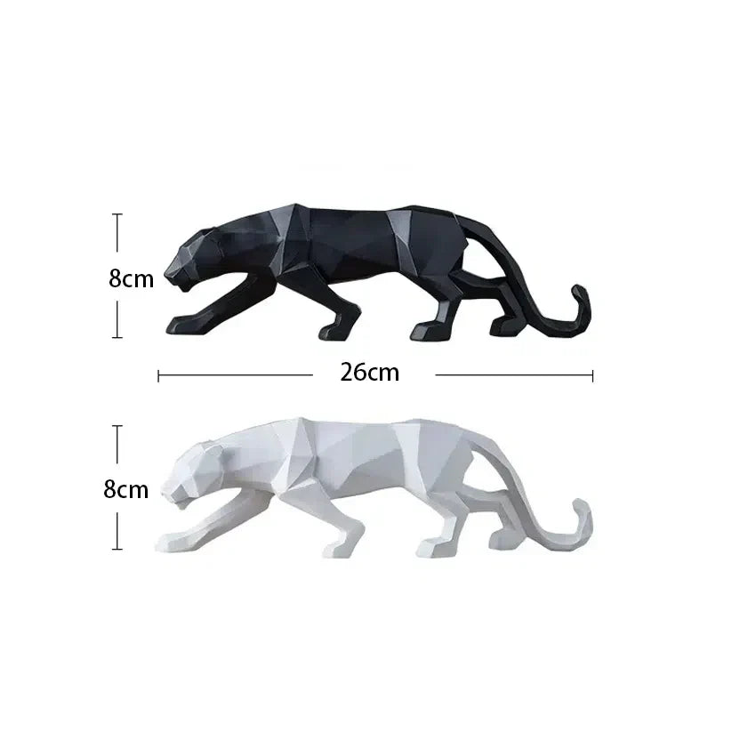 PantherSculpt – Sleek Black-White Panther Statues