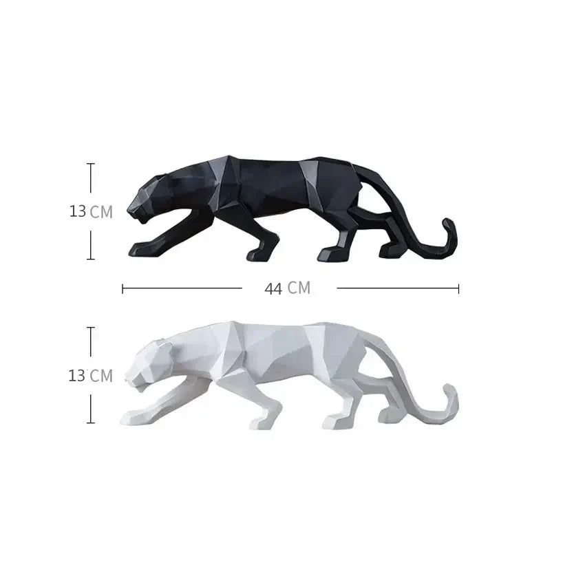 PantherSculpt – Sleek Black-White Panther Statues