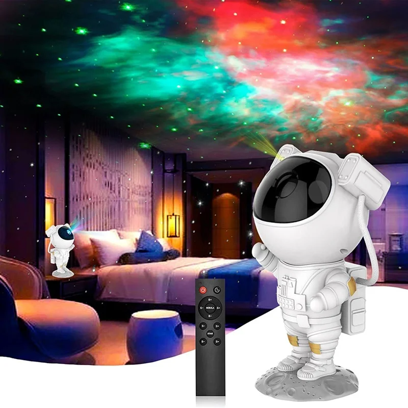 Astronaut Night Light Projector – LED Starry Sky Projector for Children's Room, Soothing Night Light with Galaxy and Space Projection, Dimmable and Adjustable