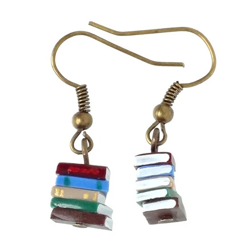 Book stack earrings