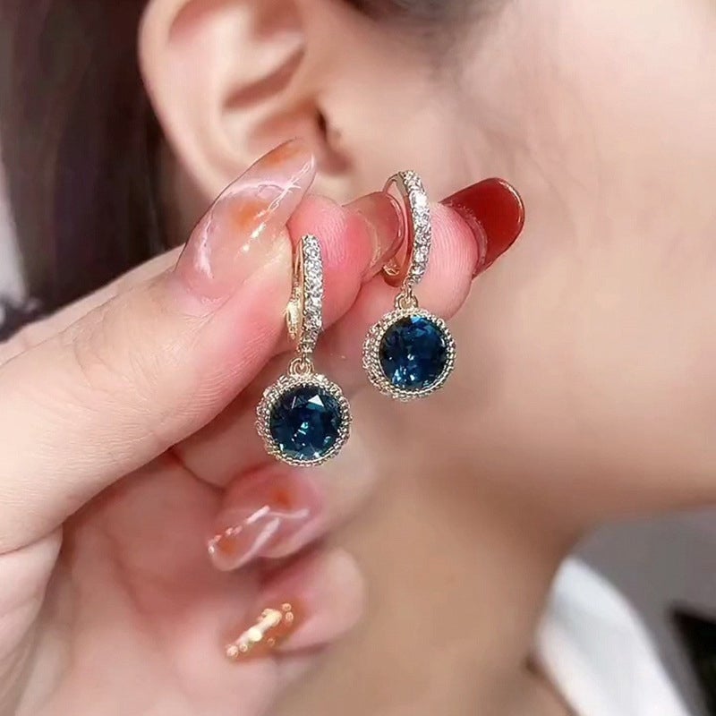 Blue Crystal Earrings, 1 Pair