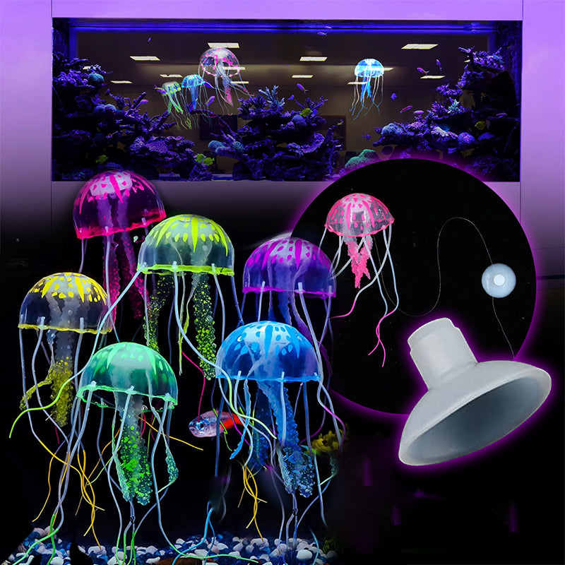 Fish tank landscape simulation transparent fluorescent jellyfish