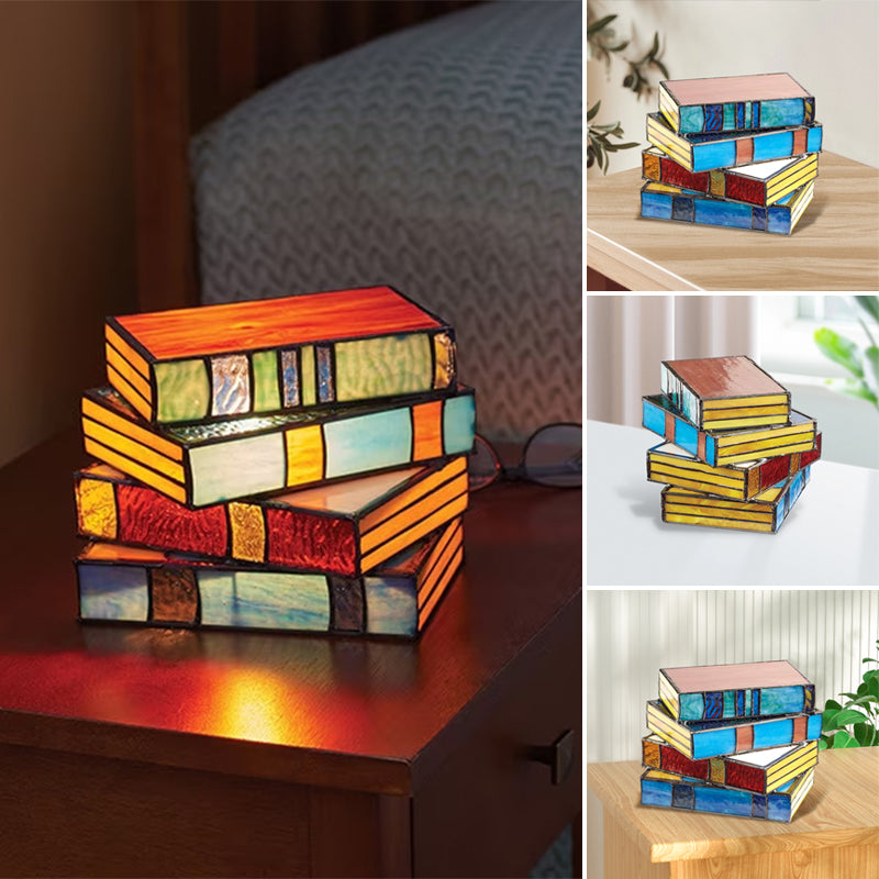 Stained Glass Stack Books Lamp