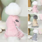 Fleece Pet Elastic Overall with Leash Ring