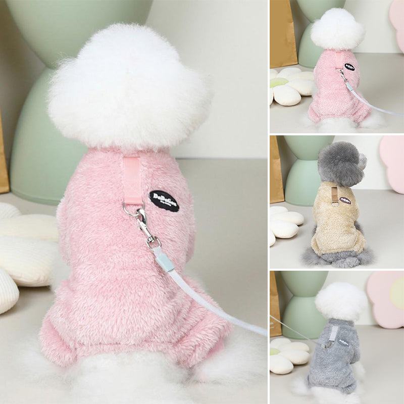 Fleece Pet Elastic Overall with Leash Ring