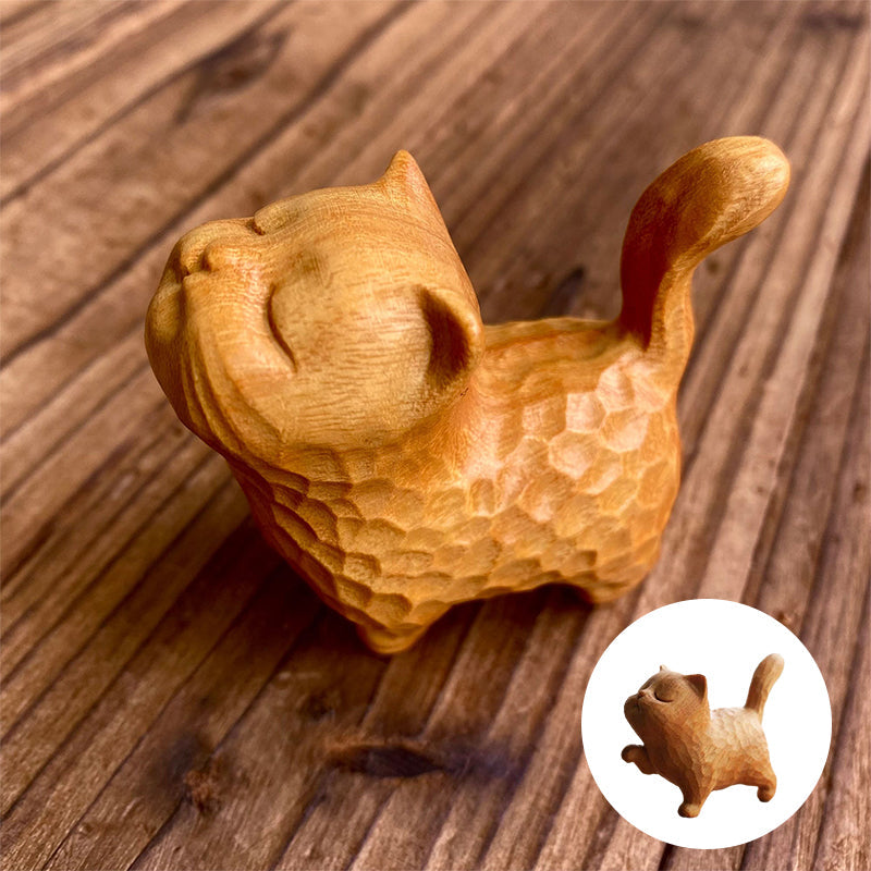 Small cute wooden cat