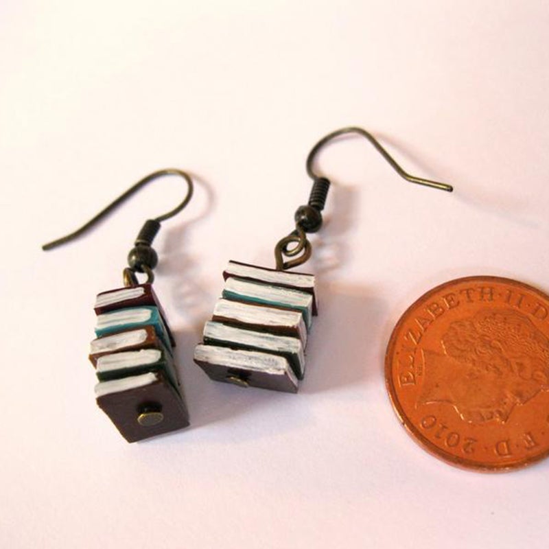 Book stack earrings