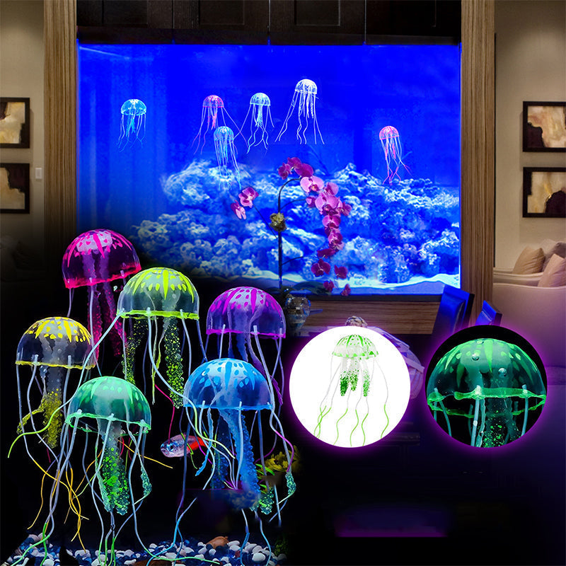 Fish tank landscape simulation transparent fluorescent jellyfish