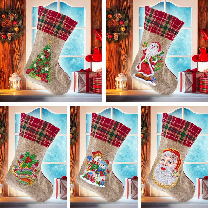 5D Diamond Painting Xmas Rhinestone Socks Embroidery Mosaic Gift Bag
