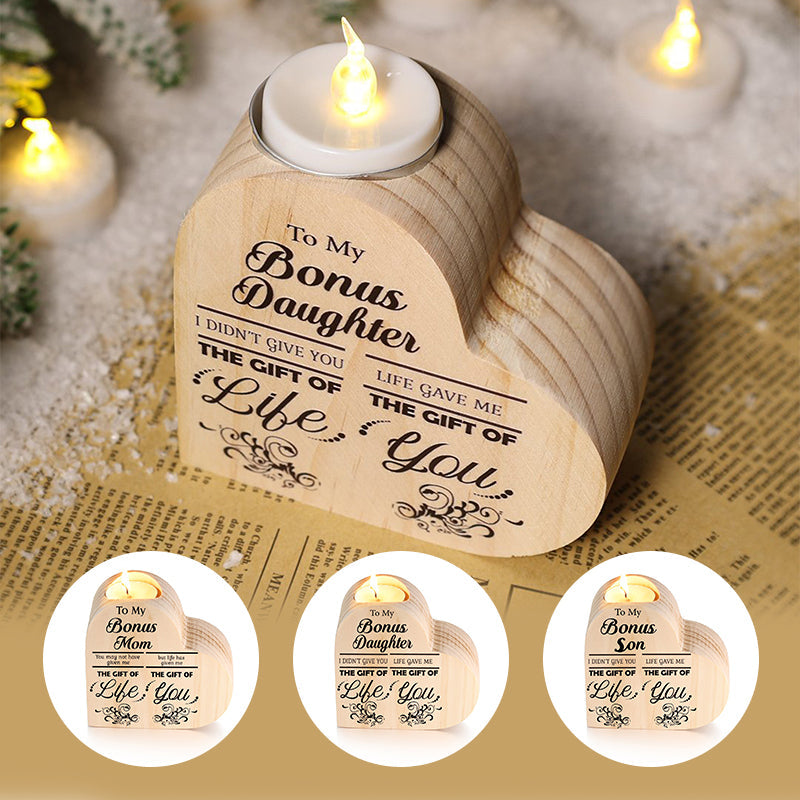 Wood heart candle holder