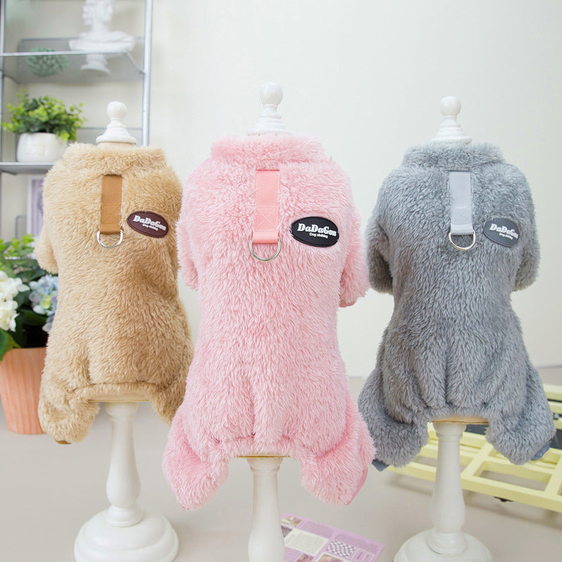 Fleece Pet Elastic Overall with Leash Ring