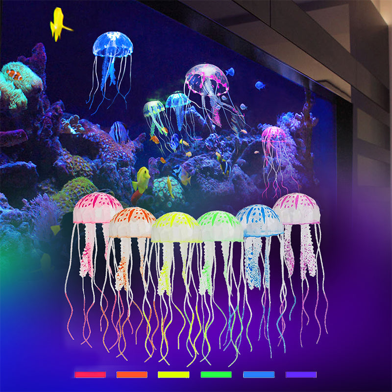 Fish tank landscape simulation transparent fluorescent jellyfish