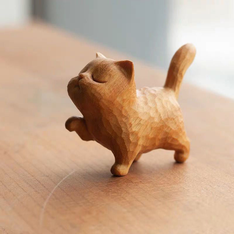 Small cute wooden cat