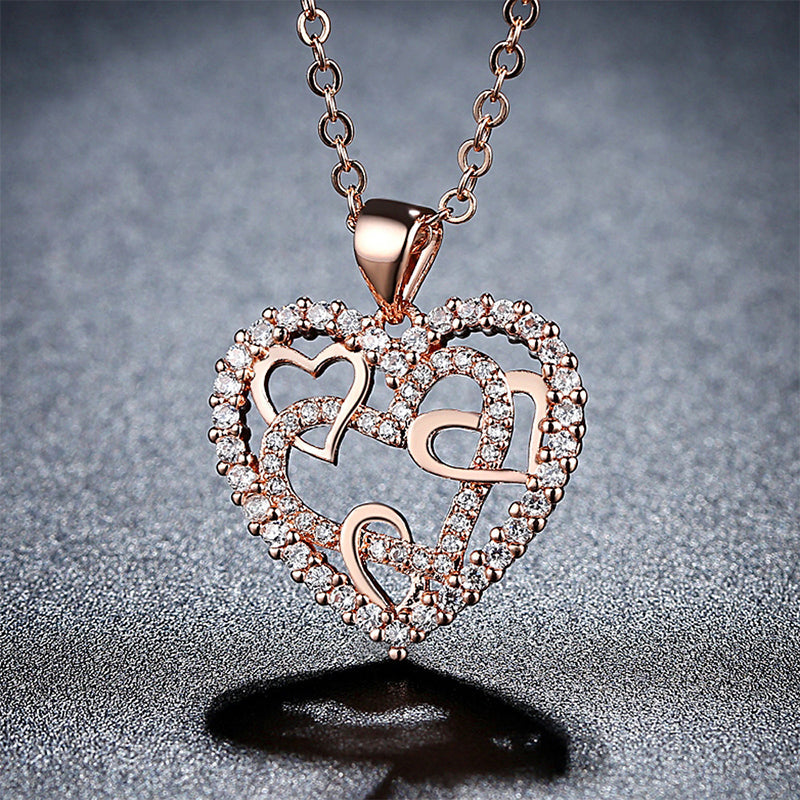 Necklace with interlocking hearts