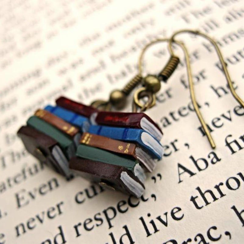 Book stack earrings