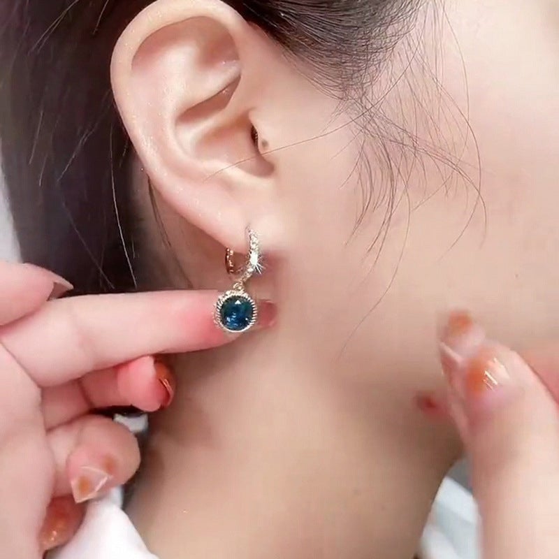 Blue Crystal Earrings, 1 Pair