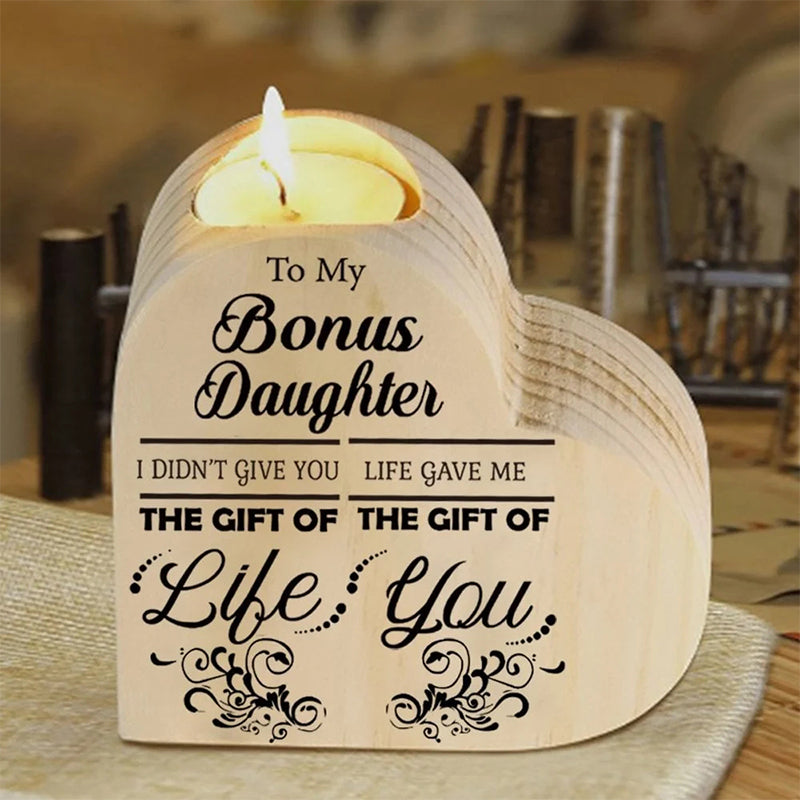 Wood heart candle holder