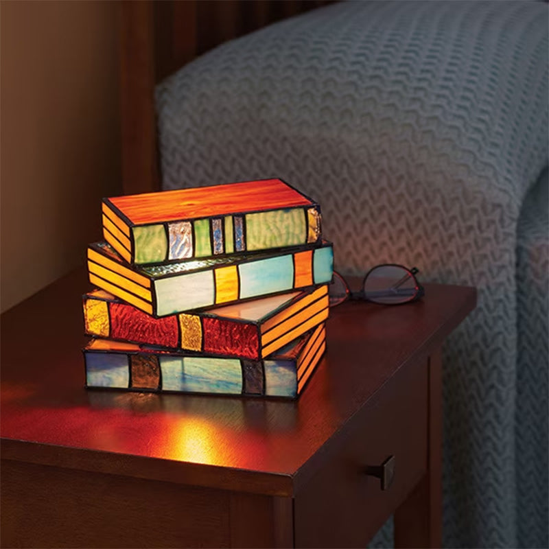 Stained Glass Stack Books Lamp