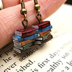 Book stack earrings