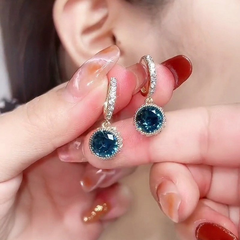 Blue Crystal Earrings, 1 Pair