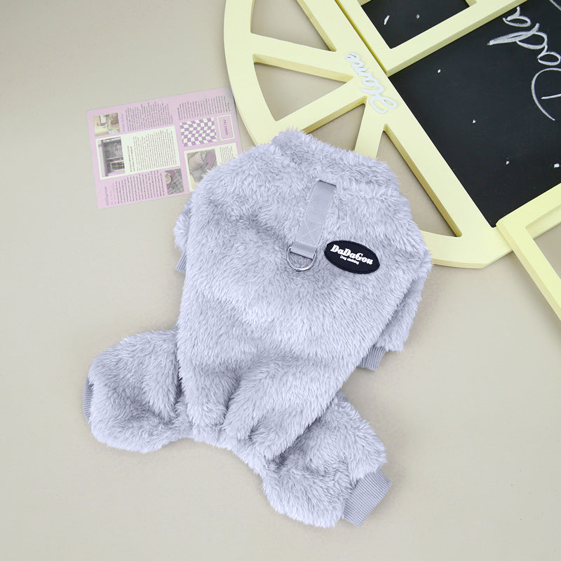 Fleece Pet Elastic Overall with Leash Ring