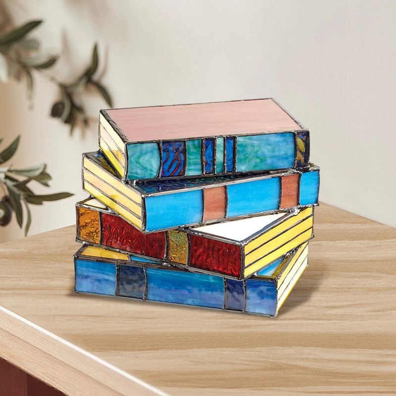 Stained Glass Stack Books Lamp