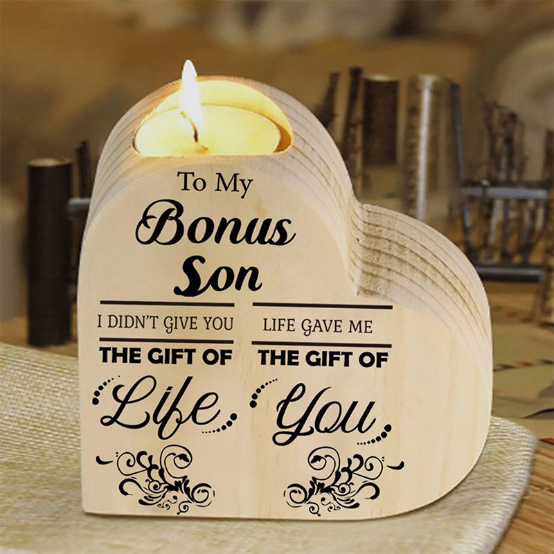 Wood heart candle holder