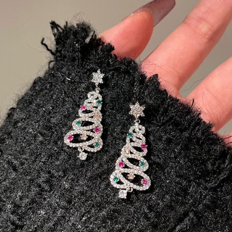 Shiny Christmas tree earrings