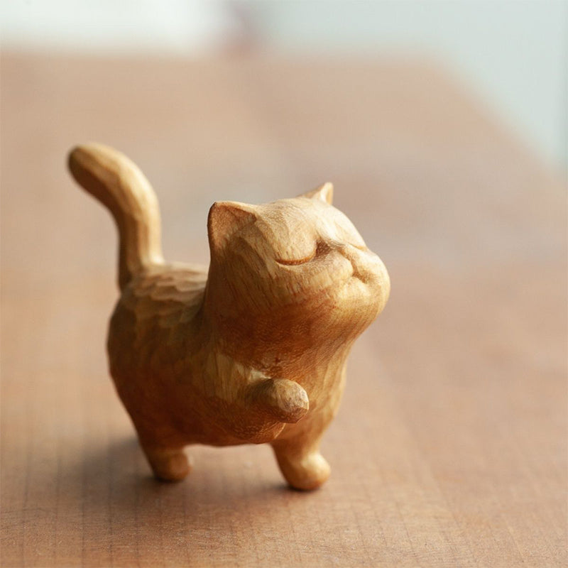 Small cute wooden cat