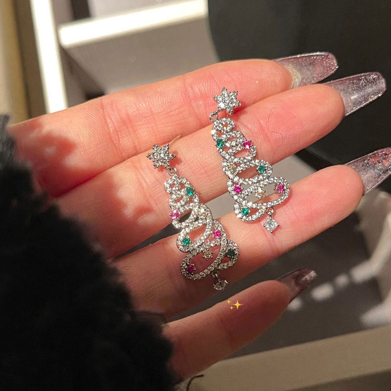 Shiny Christmas tree earrings