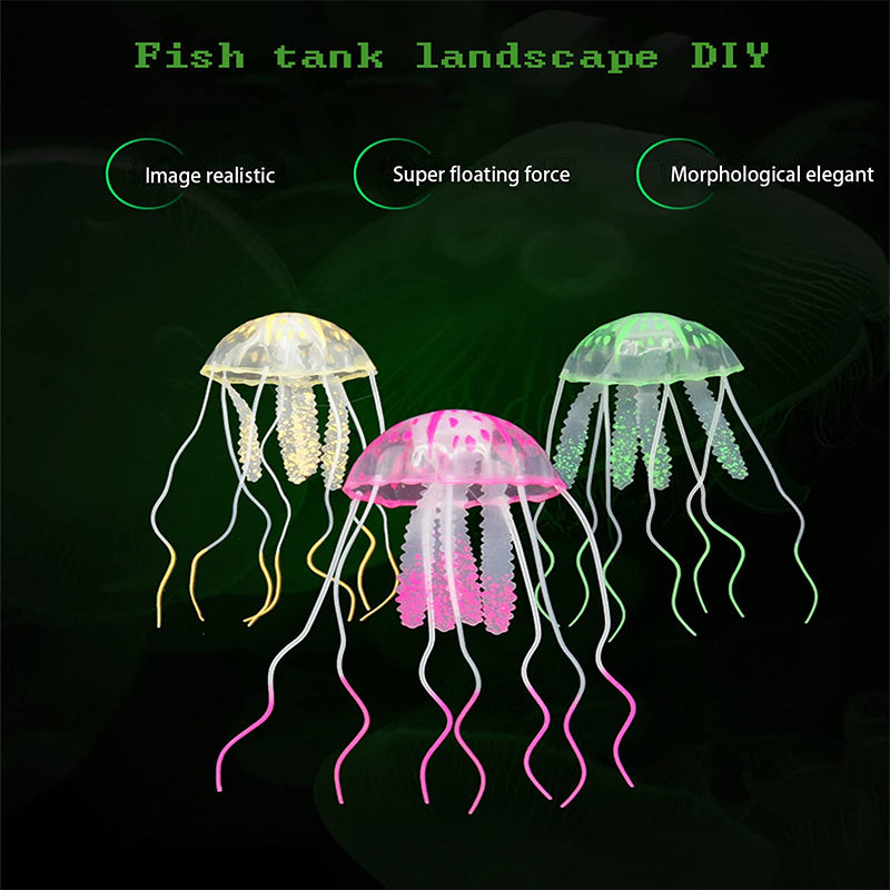 Fish tank landscape simulation transparent fluorescent jellyfish