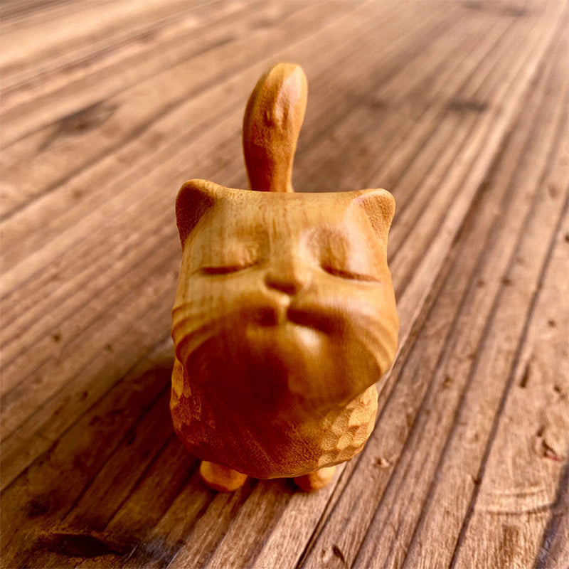 Small cute wooden cat
