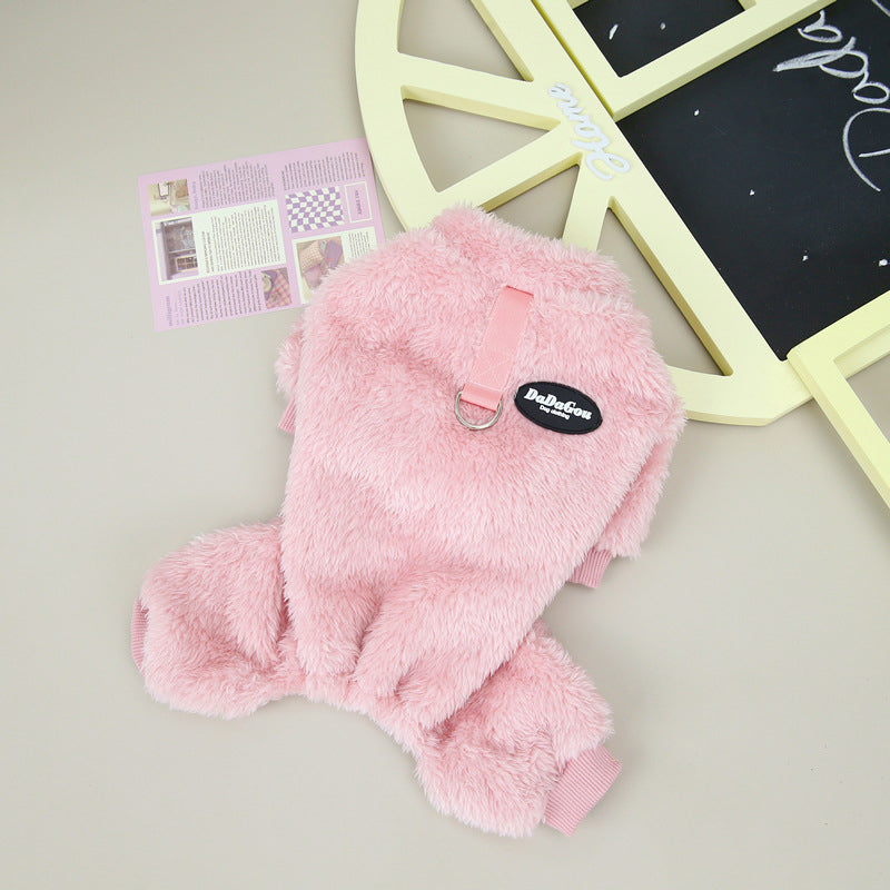 Fleece Pet Elastic Overall with Leash Ring