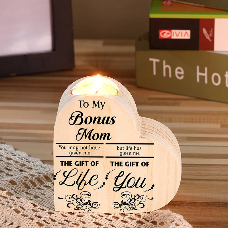 Wood heart candle holder