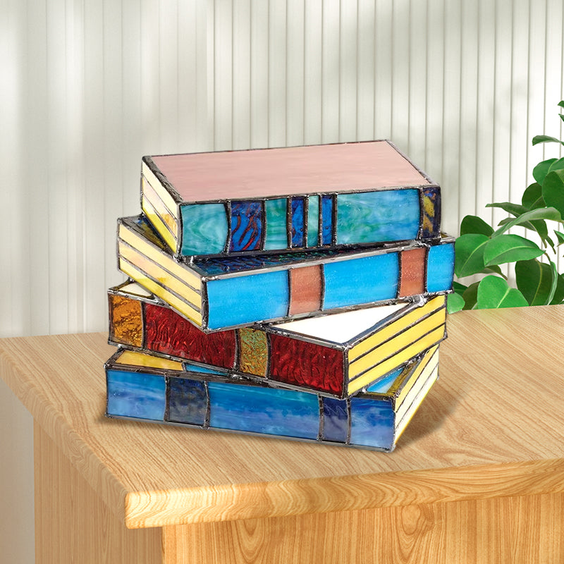Stained Glass Stack Books Lamp