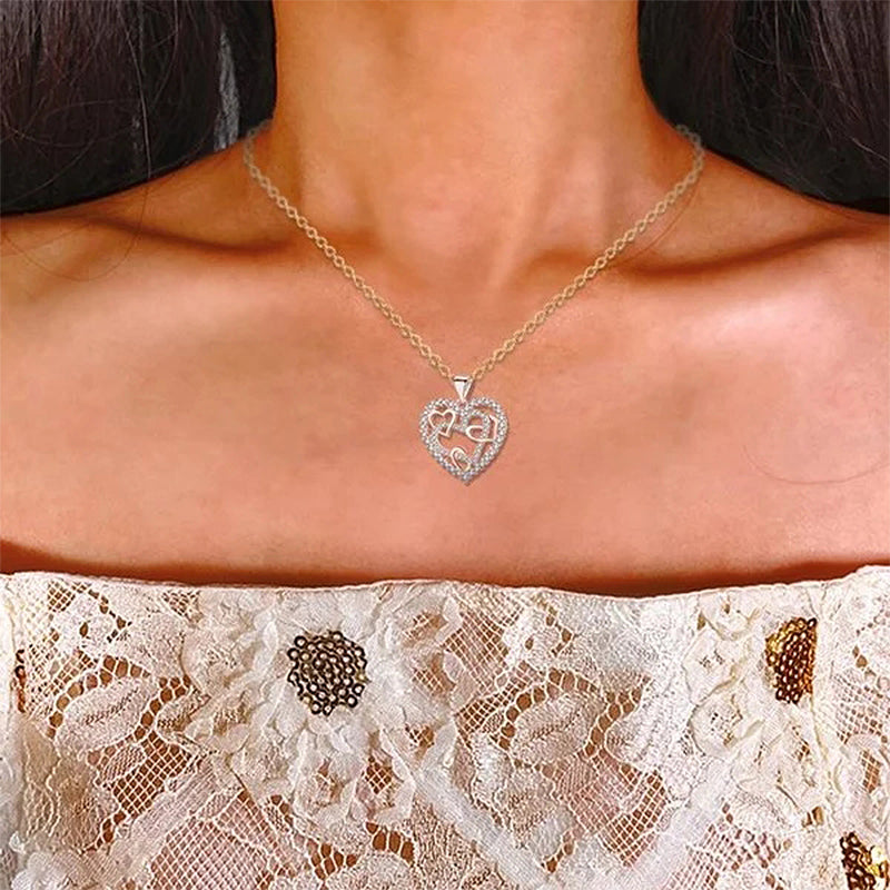 Necklace with interlocking hearts