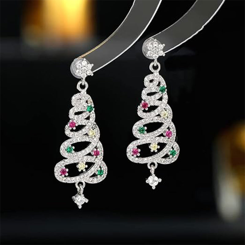Shiny Christmas tree earrings
