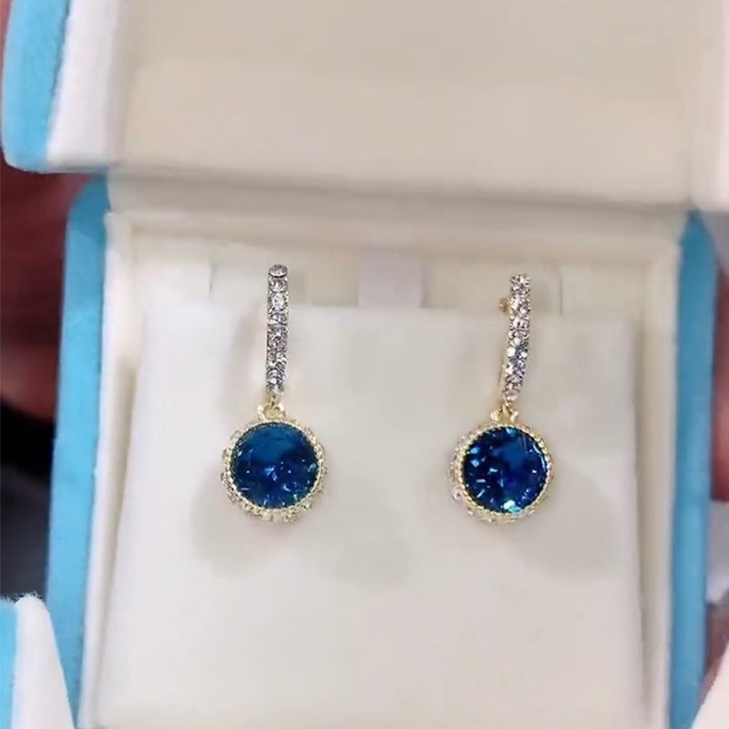 Blue Crystal Earrings, 1 Pair