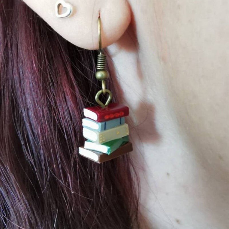 Book stack earrings
