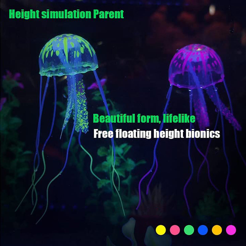 Fish tank landscape simulation transparent fluorescent jellyfish