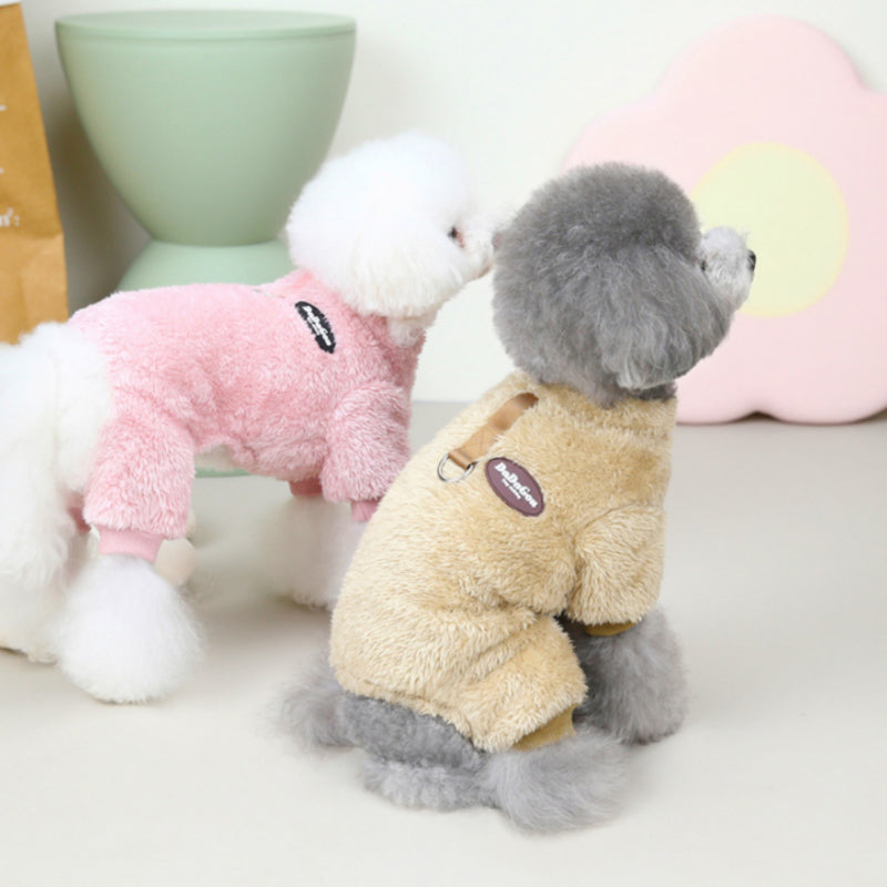 Fleece Pet Elastic Overall with Leash Ring