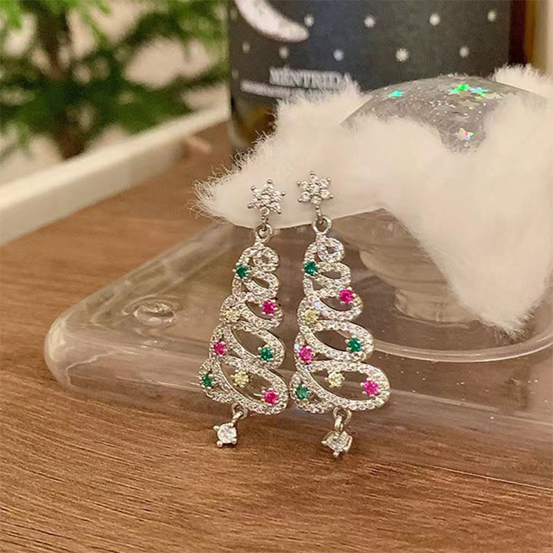 Shiny Christmas tree earrings
