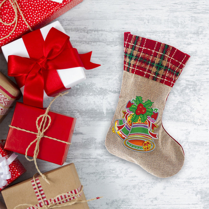 5D Diamond Painting Xmas Rhinestone Socks Embroidery Mosaic Gift Bag