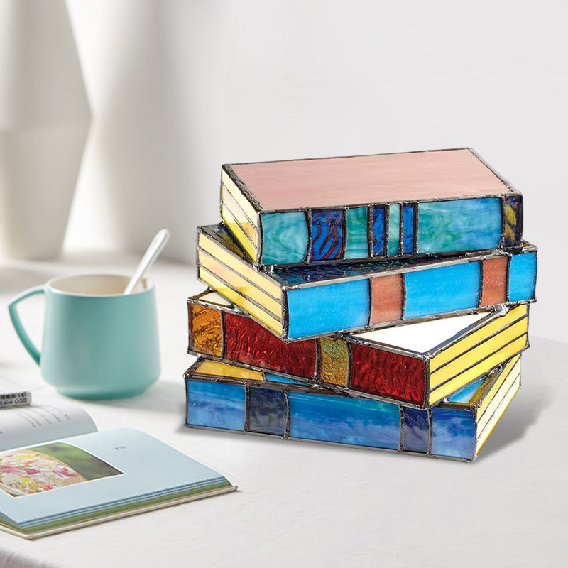 Stained Glass Stack Books Lamp