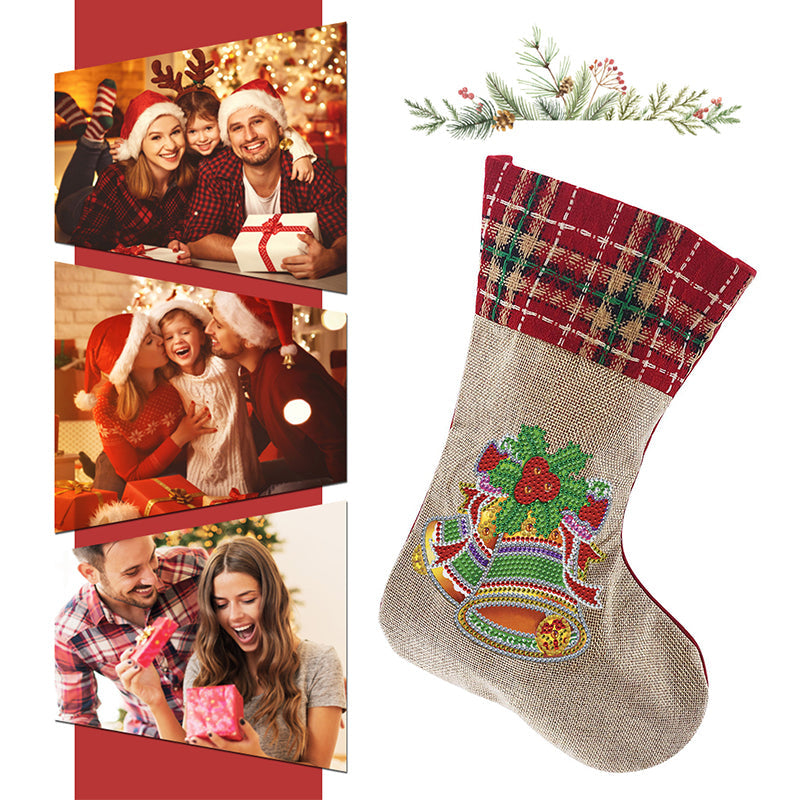 5D Diamond Painting Xmas Rhinestone Socks Embroidery Mosaic Gift Bag