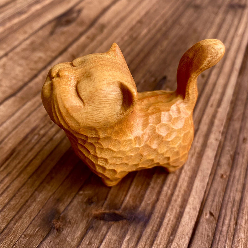 Small cute wooden cat