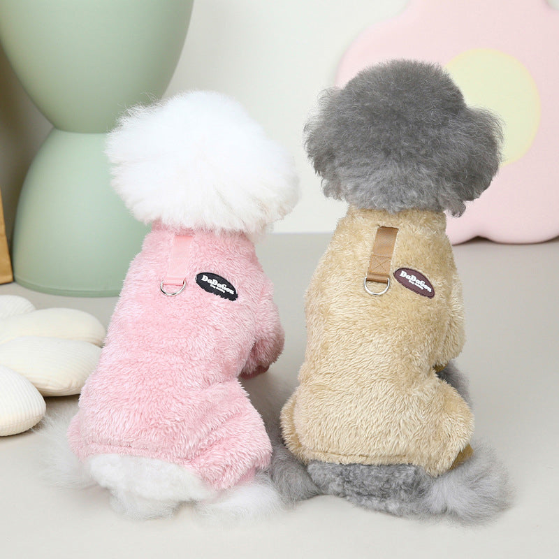 Fleece Pet Elastic Overall with Leash Ring