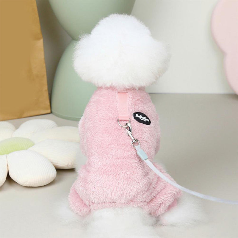 Fleece Pet Elastic Overall with Leash Ring
