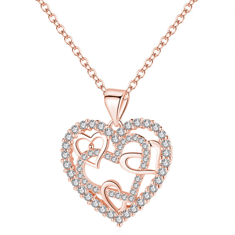 Necklace with interlocking hearts