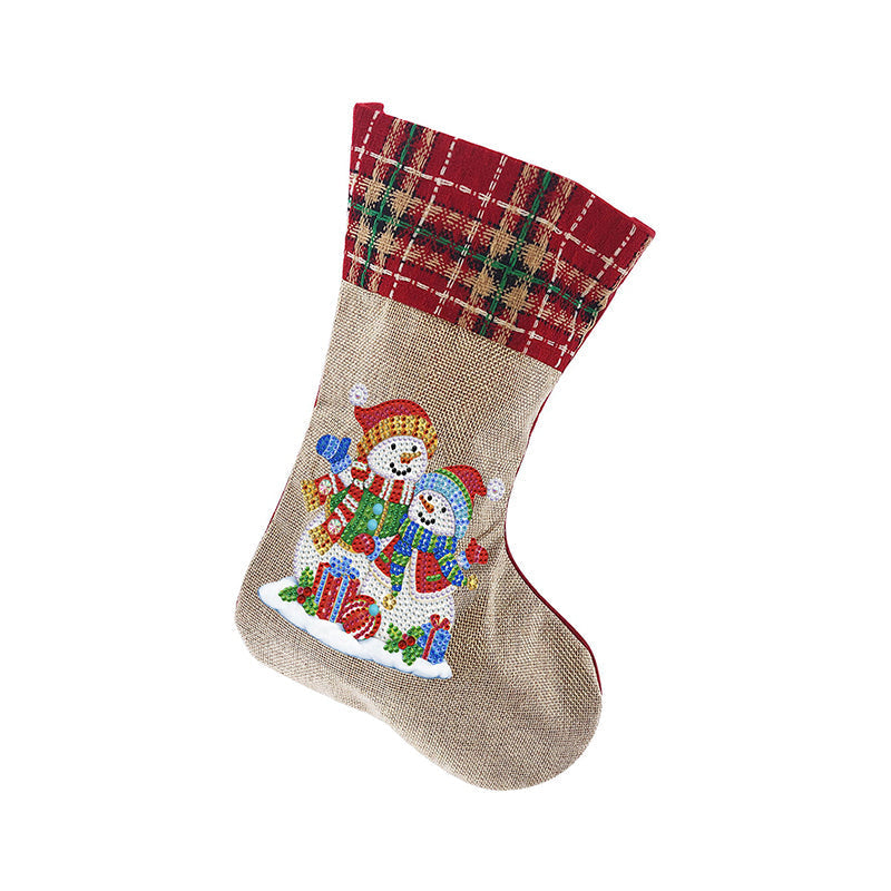 5D Diamond Painting Xmas Rhinestone Socks Embroidery Mosaic Gift Bag
